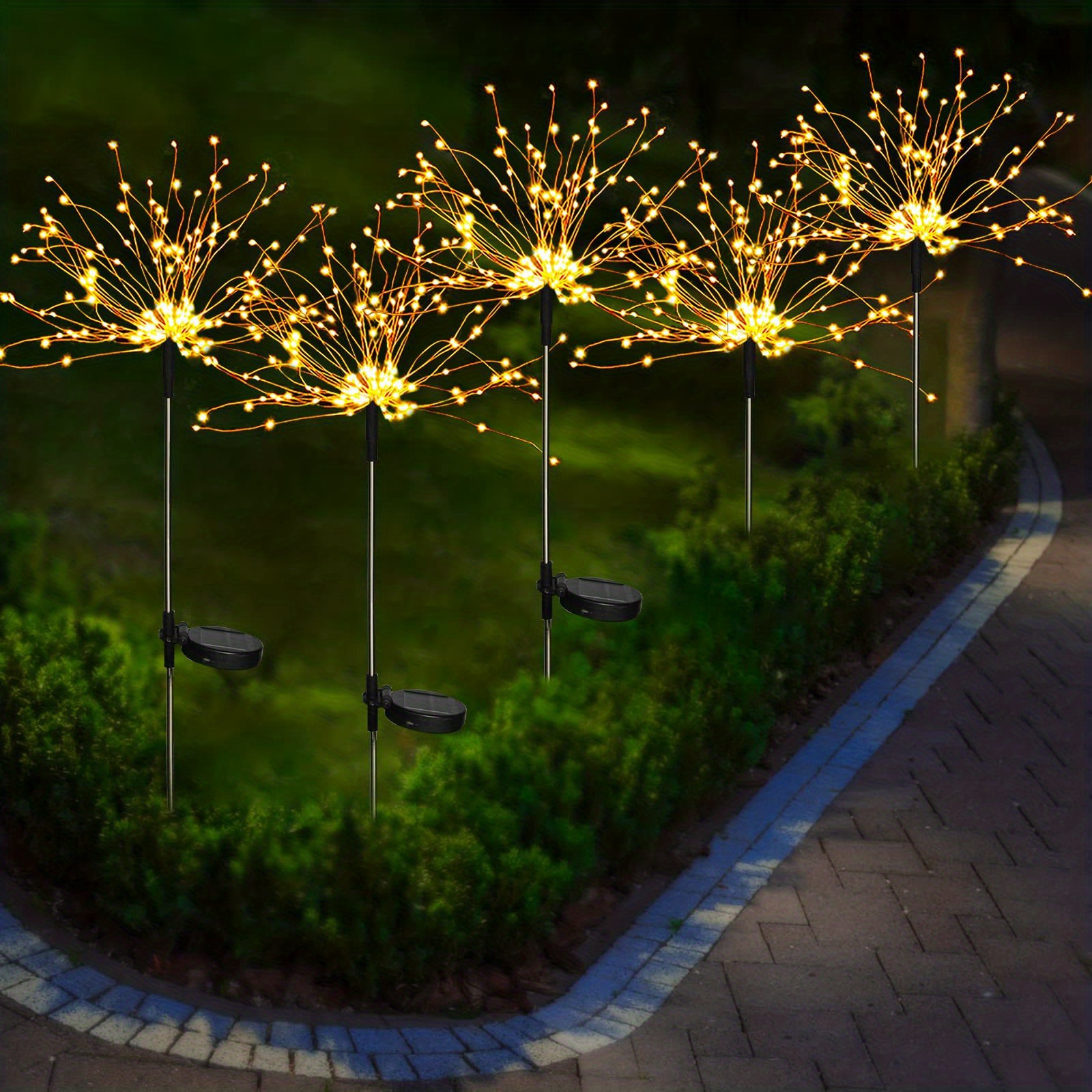 1 set led solar fireworks lights 120leds solar garden lights outdoor diy solar lights garden decorative lights multi mode waterproof fairy lights for patio yard flower bed parties lawn lights warm white multicolor white details 4