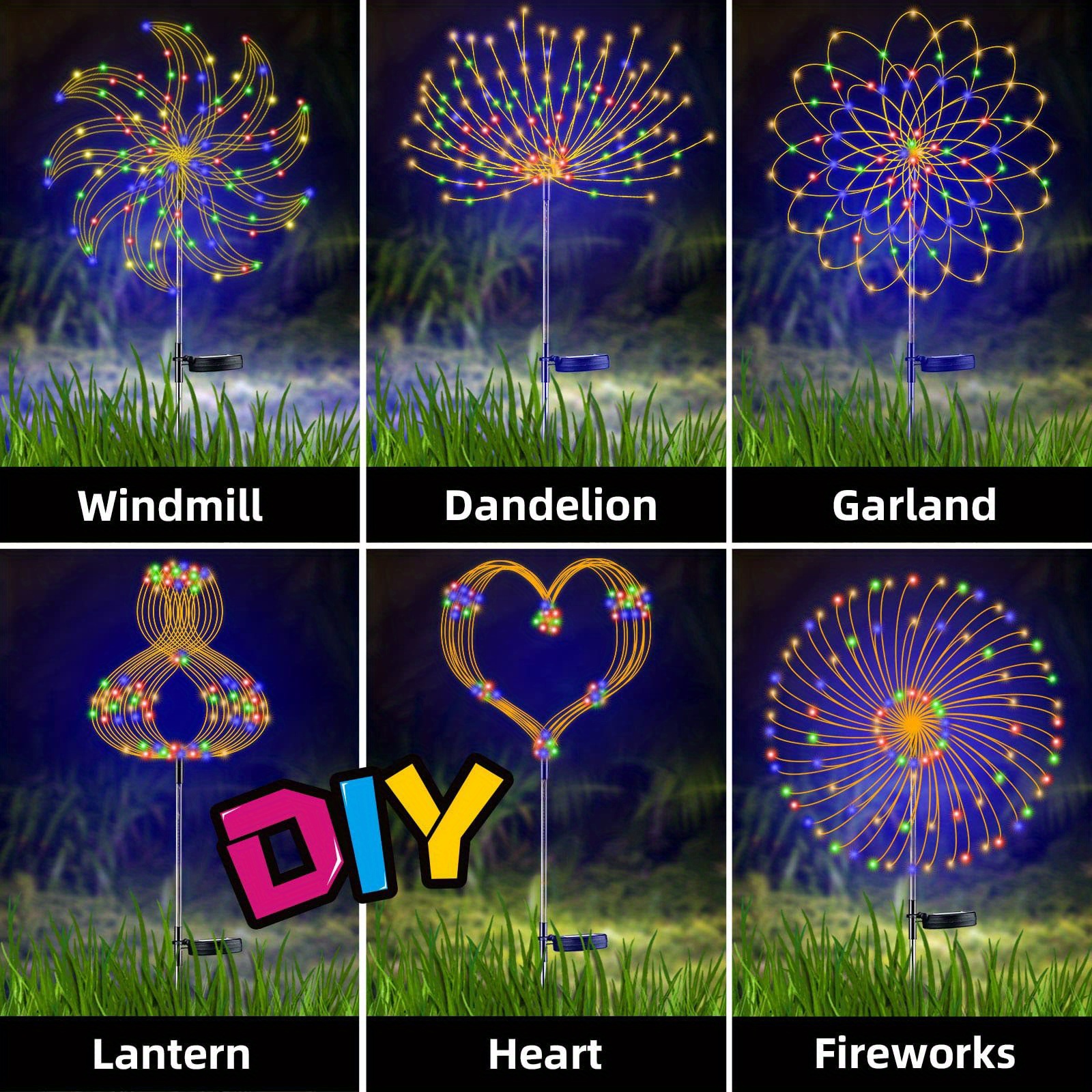 1 set led solar fireworks lights 120leds solar garden lights outdoor diy solar lights garden decorative lights multi mode waterproof fairy lights for patio yard flower bed parties lawn lights warm white multicolor white details 8