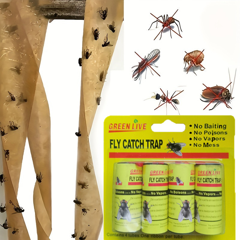 Fly Paper Sticky Fly Trap Indoor/outdoor Hanging Fly Paper - Temu Japan