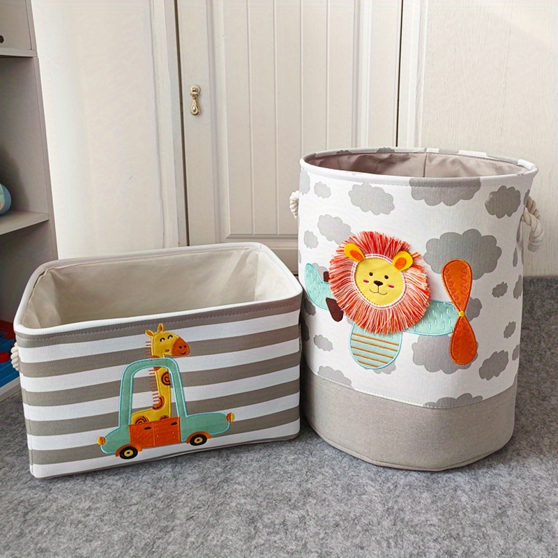 Baby Laundry Basket Sundries Storage Basket Foldable Toy Storage Bucket  Dirty Clothes Container Folding Cartoon Animal Box laund
