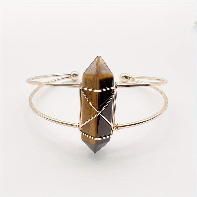 Pure Natural Crystal Hexagonal Column Bangle