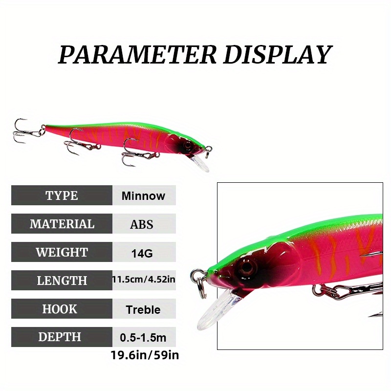 OriGlam Paquete de 10 señuelos de pesca, cebos duros, ojos 3D, señuelos de  pesca de minnow Crankbait, kit de señuelos de pesca Swimbait para agua