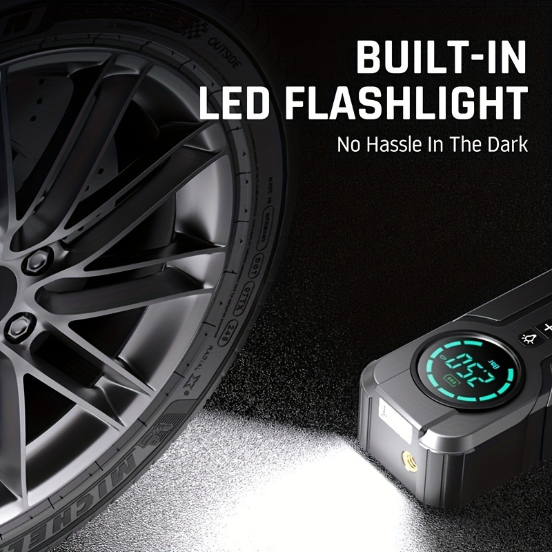 LISEN Gonfleur de pneu portable pour pneus de voiture 12 V ultra petite  pompe à air pour pneus de voiture 38 L/min Gonflage super rapide 150 PSI  LED