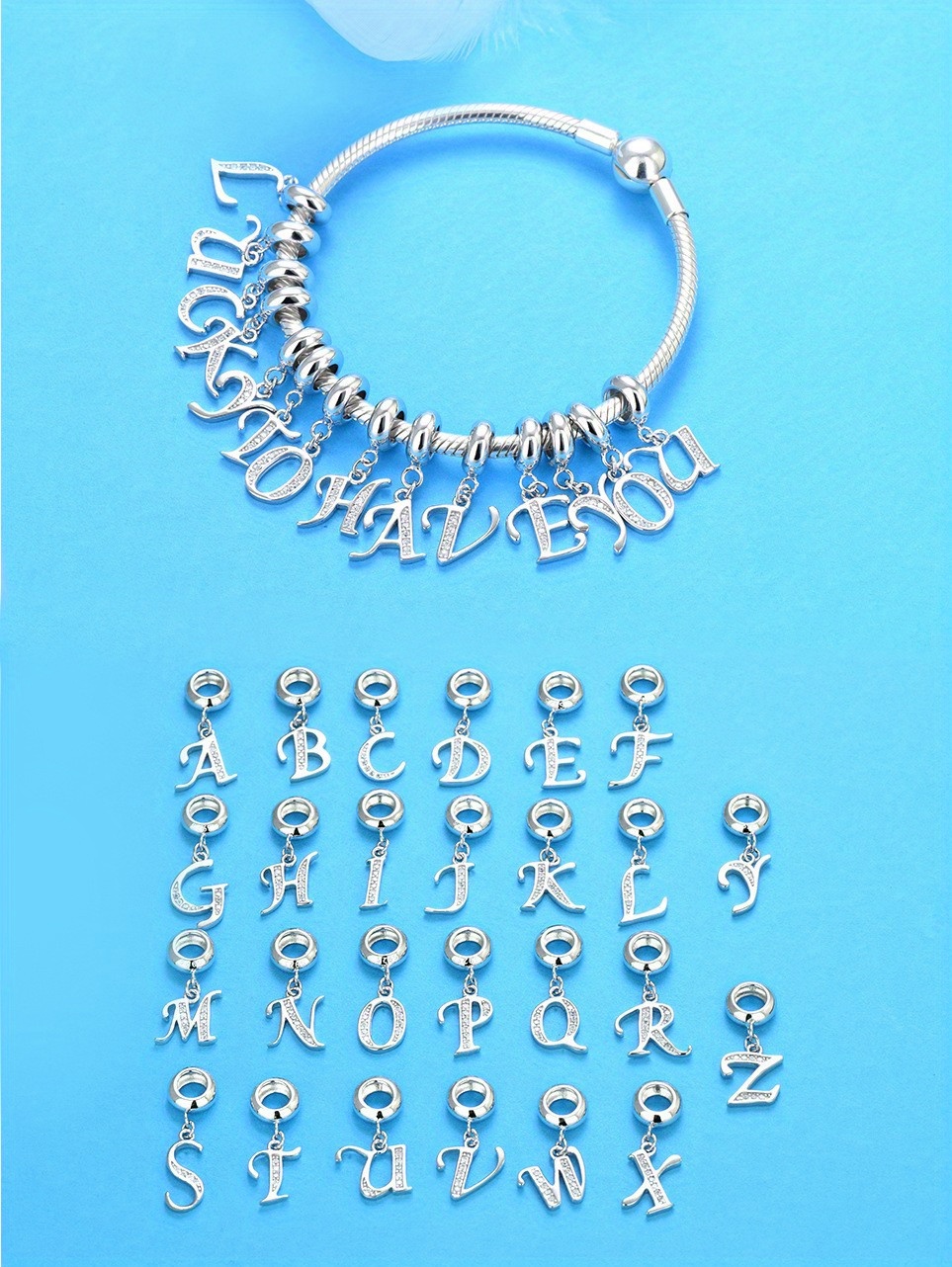 26 Letter Element Pendant Beads Alphabet Charms Diy Bracelet - Temu