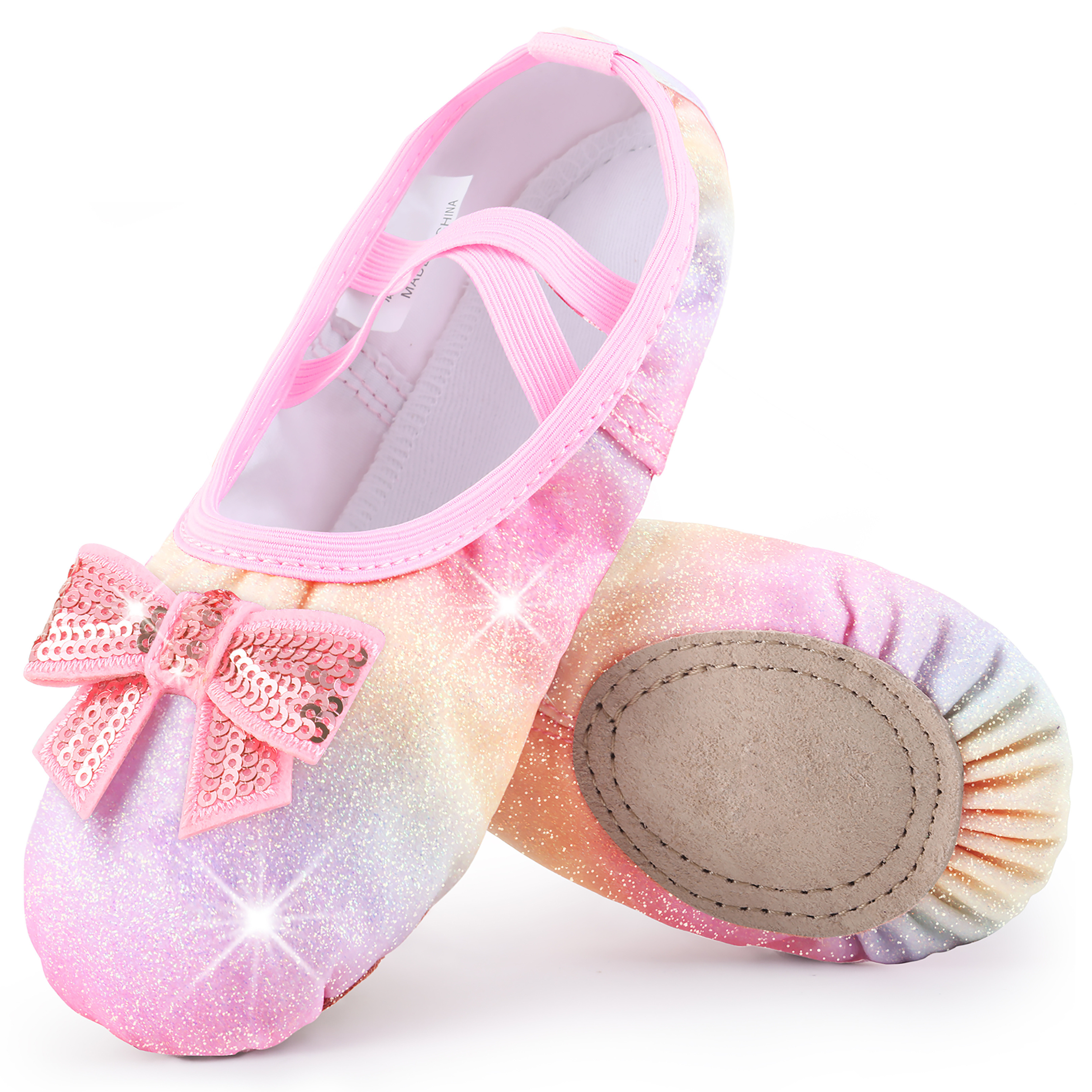 Zapatos de ballet para niños, zapatos de ballet rosa con zapatillas de  ballet de satén para gimnasia, color rosa-23