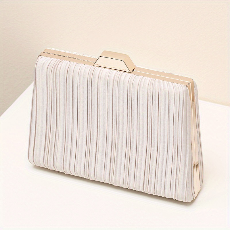 Cream Frame Detail Ruched Clutch Bag