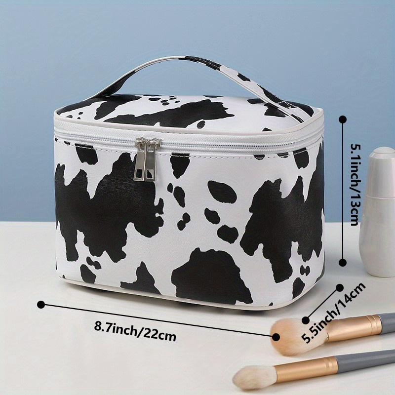 Cute Makeup Bag Small Cosmetic Bags for Women Ladies Medium Pouch Toiletry  Bag PU Waterproof Organizer (Cow)