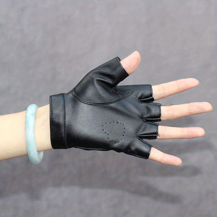 Fingerless Rivet Punk Gloves Short Hollow Out Rock Stage Gloves
