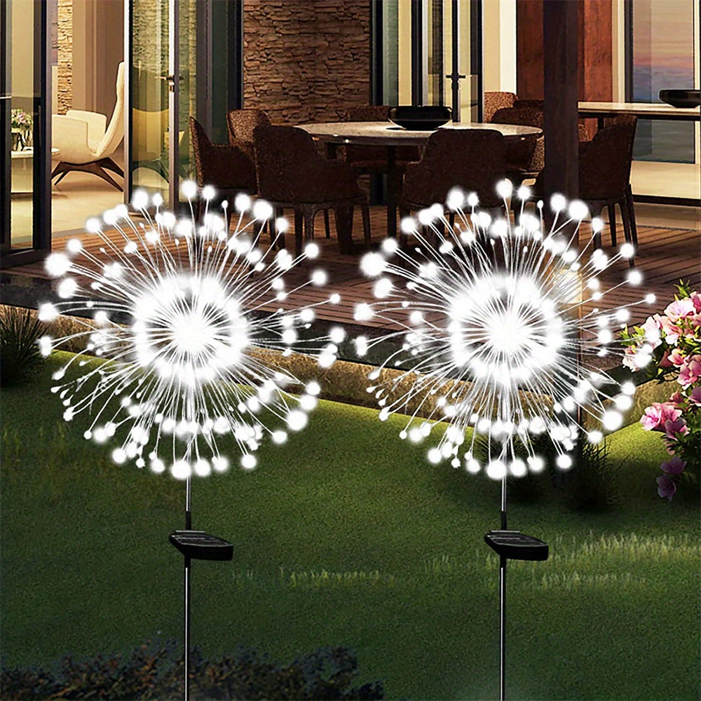 1 set led solar fireworks lights 120leds solar garden lights outdoor diy solar lights garden decorative lights multi mode waterproof fairy lights for patio yard flower bed parties lawn lights warm white multicolor white details 12