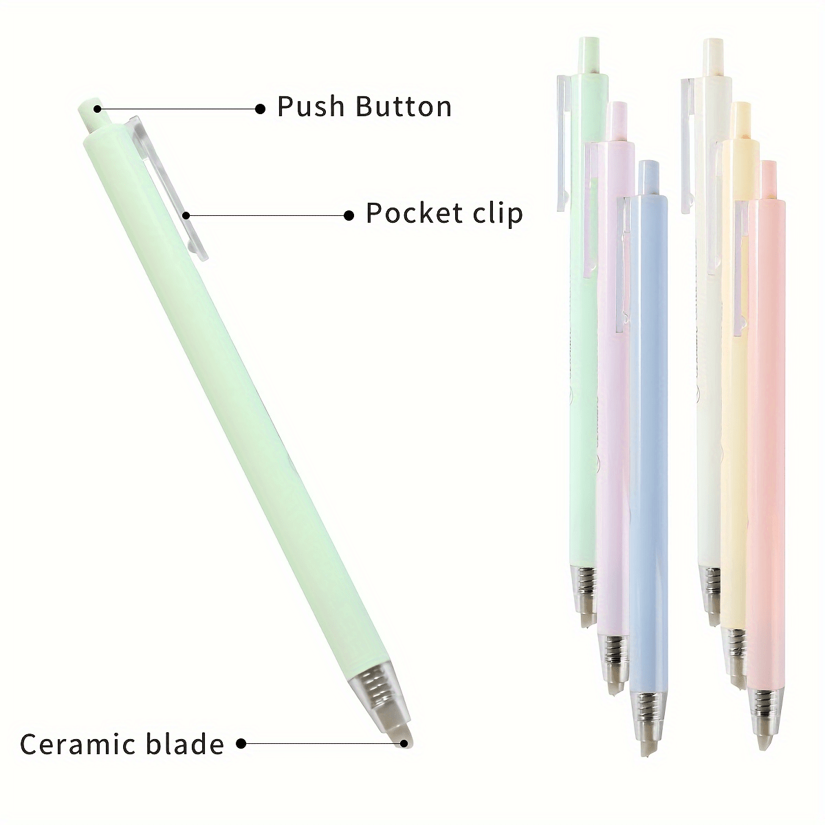 Ceramic Retractable Utility Knife Pen, Craft Cutting Tool, Blade