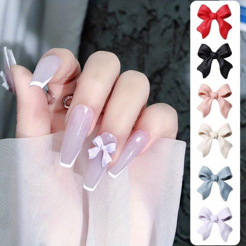 12Pcs Mixed Color Bow Knot Dangling Nail Art Charms Decorations DIY Alloy  Piercing Jewelry Designer Nail Accessories Pendants Ornament