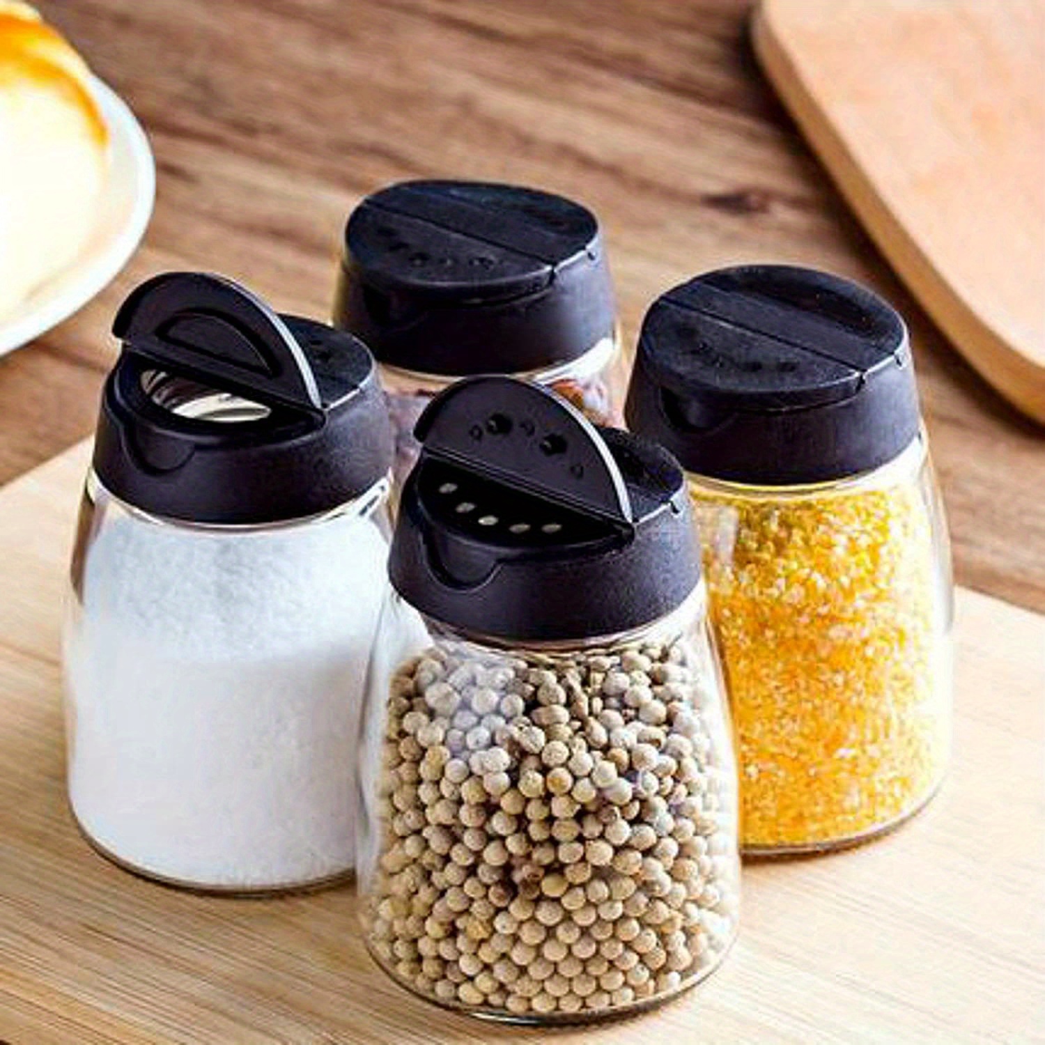 Bbq Spice Bottle Set, Glass Spice Jars, Double Lid Seasoning