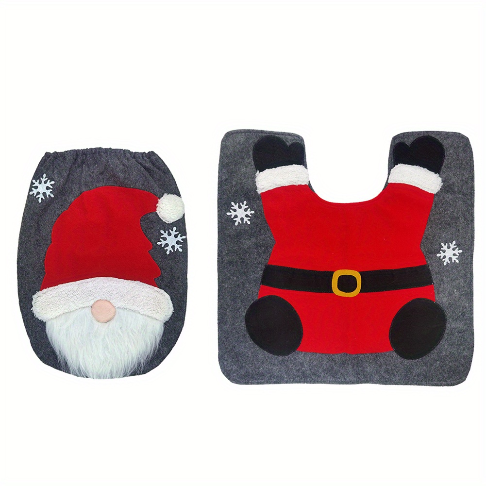 TEMU クリスマス装飾用品 浴室用 ティブな クリスマスレーション トイレ用 2点セット
