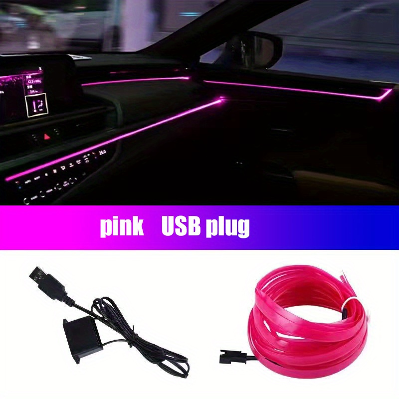 Pink LED Auto Car Interior Decor Atmosphere Wire Strip Light Lamp  Accessories