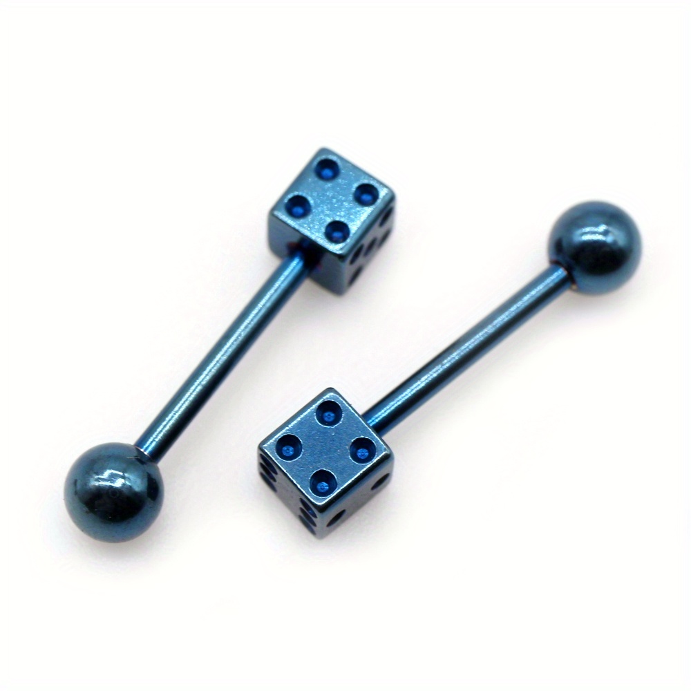 14g Dice Nipple Rings 14mm Nipple Barbell Rings, Blue