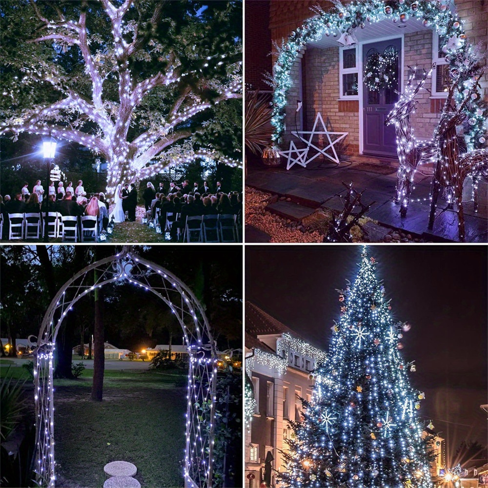 1 set solar string lights outdoor waterproof fairy garland with 8 lighting modes solar lamp halloween decorations lights outdoor for garden christmas tree wedding party outside decorations warm white multicolor white details 4