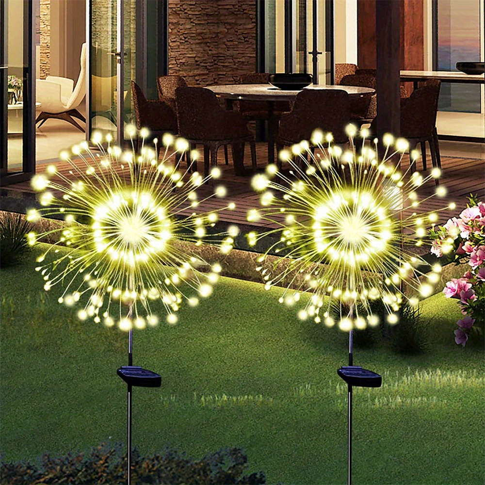 1 set led solar fireworks lights 120leds solar garden lights outdoor diy solar lights garden decorative lights multi mode waterproof fairy lights for patio yard flower bed parties lawn lights warm white multicolor white details 11