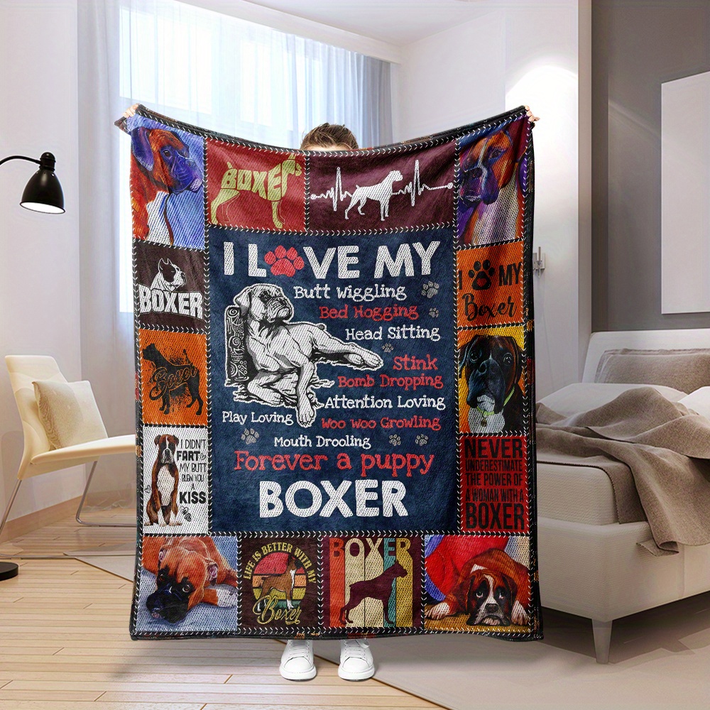 flannel blanket boxer dog cute dog blanket warm Temu Germany