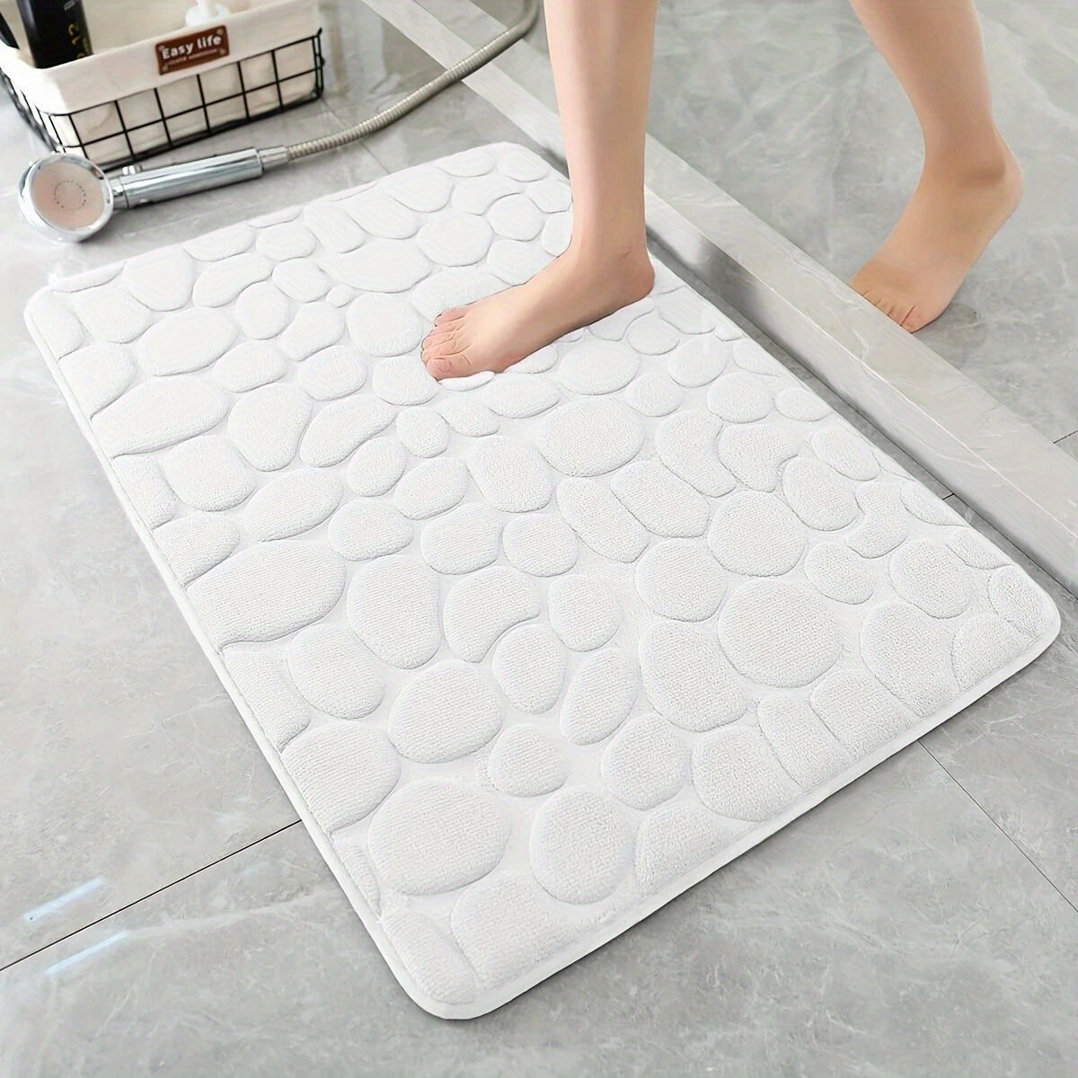 Customized Memory Foam Bath Mat Cobblestone Bathroom Rugs Super