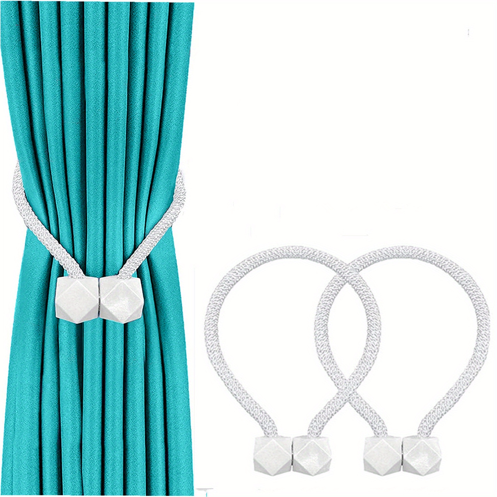 TEMU 2pcs Attaches de rideau magnétiques, Attaches de rideau décoratives tissées, Boucle de sangle de rideau magnétique, Attache de rideau de style