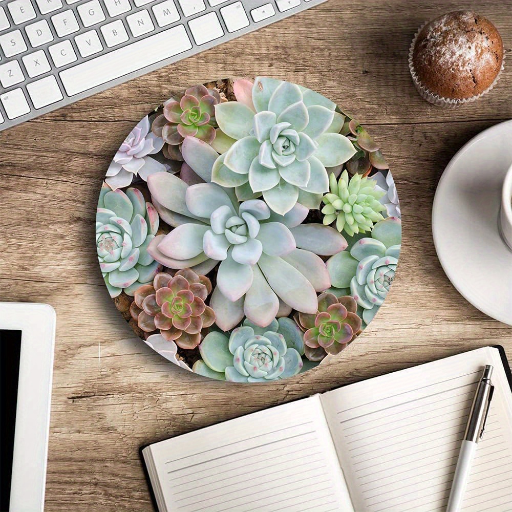 Round Mouse Pad Succulent Plants Mouse Pad Premium textured Temu