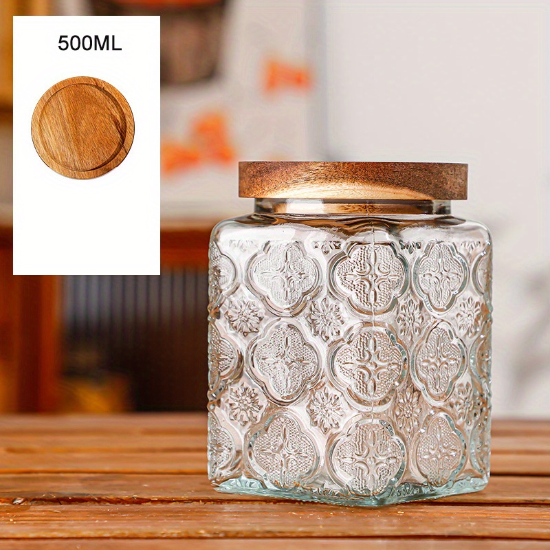 Large Sealed Glass Jar With Embossed Pattern And Lid Perfect - Temu