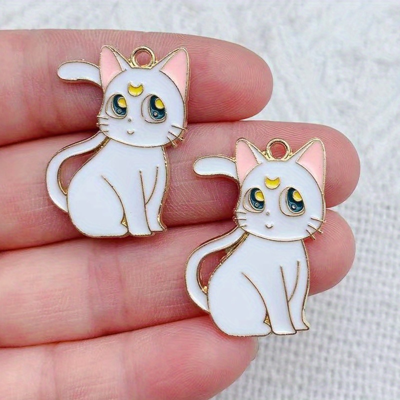 10pcs Enamel Cat Charms For Jewelry Making Cute Anime Earring Pendant  Bracelet