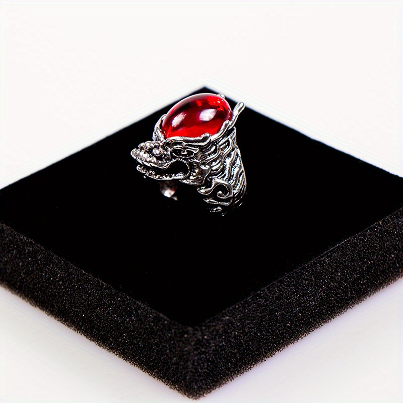 Men's Gemstone Dragon Head Ring