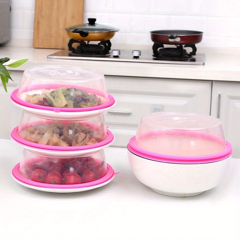 Couvercle de nourriture 1pc d'huile pour micro-ondes scellé chauffé outil  cuisine - rose