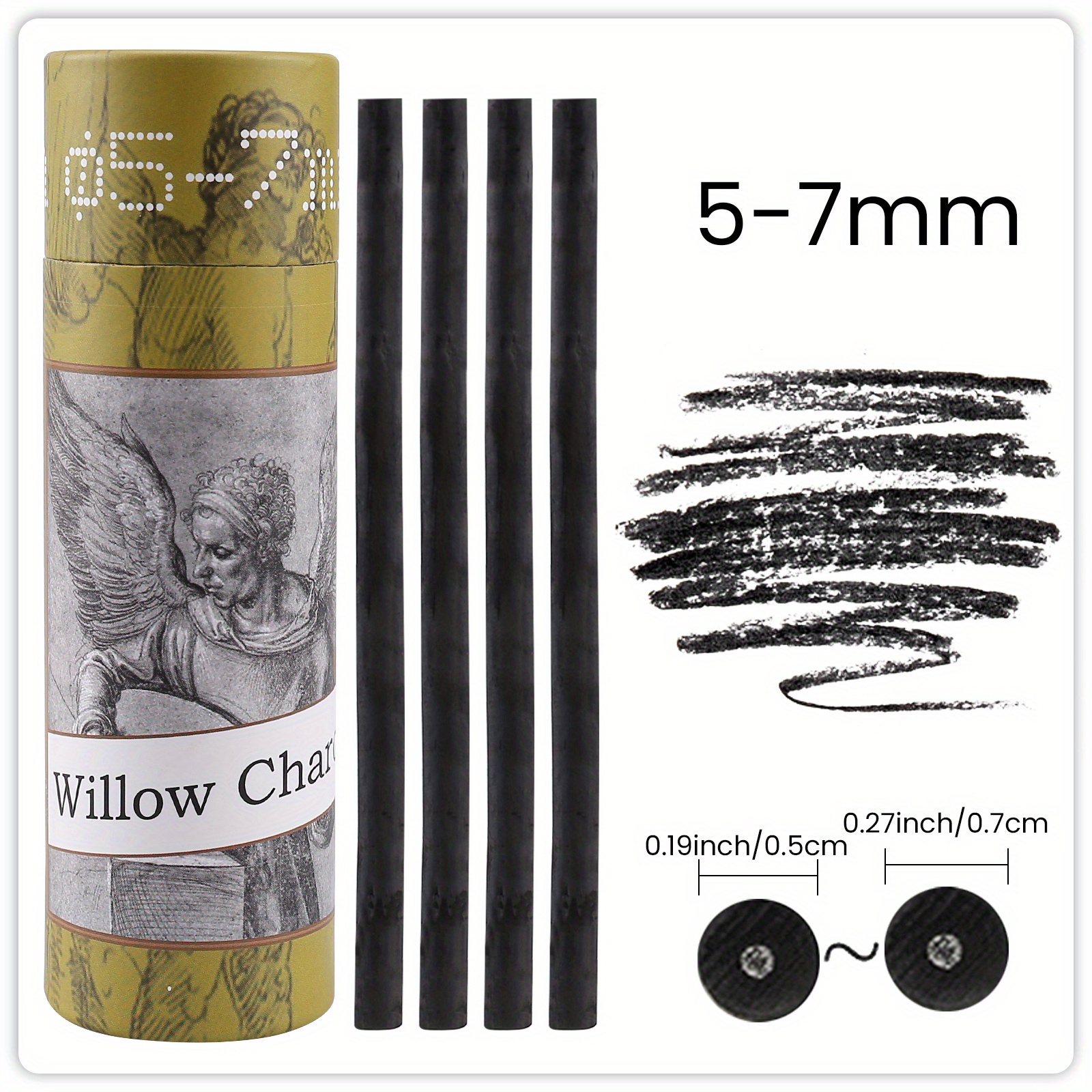 Drawing Charcoal Strips Sketch Cotton Willow Charcoal Strips - Temu