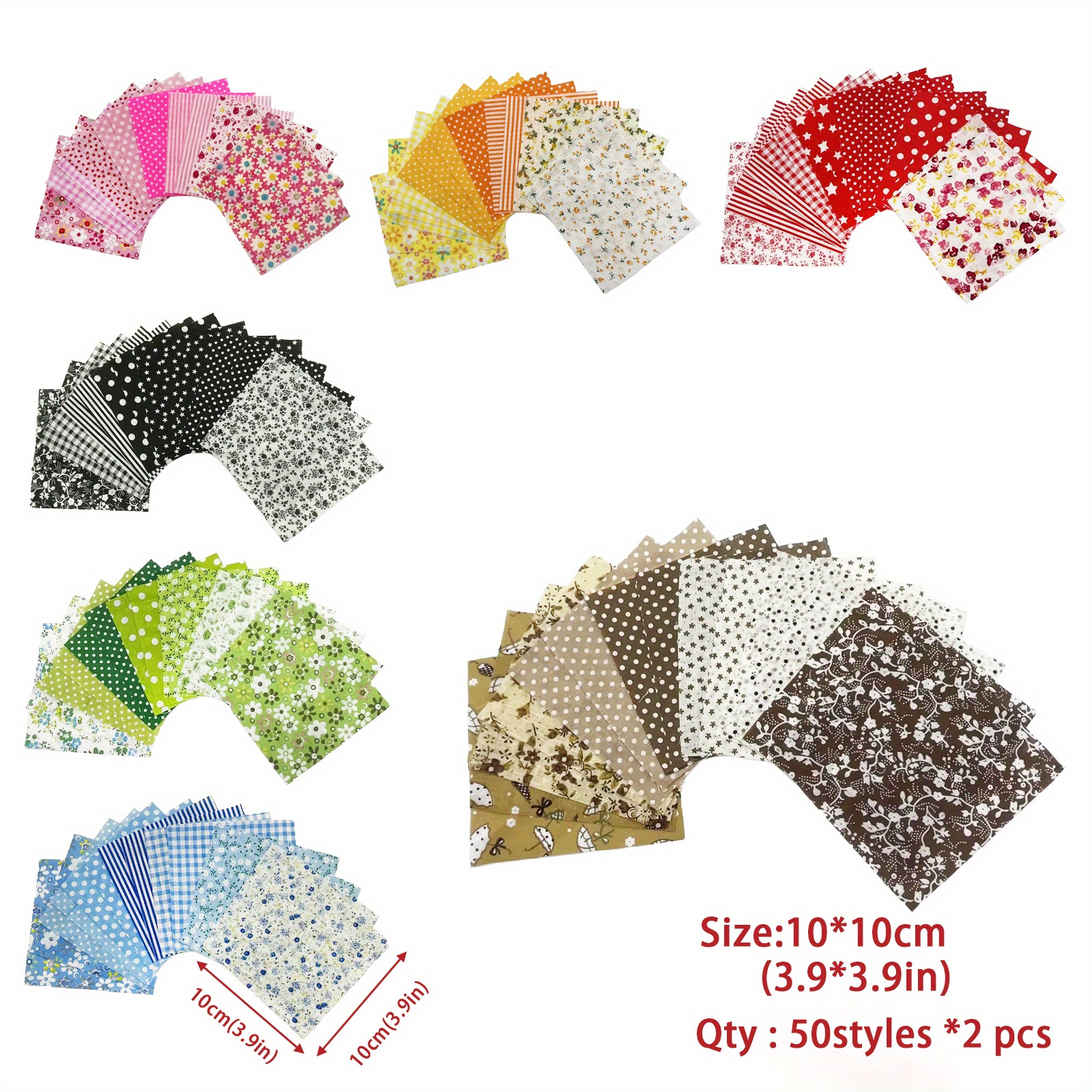 Cotton Printed Fabric Bundle Squares Pre cut Quilt For - Temu
