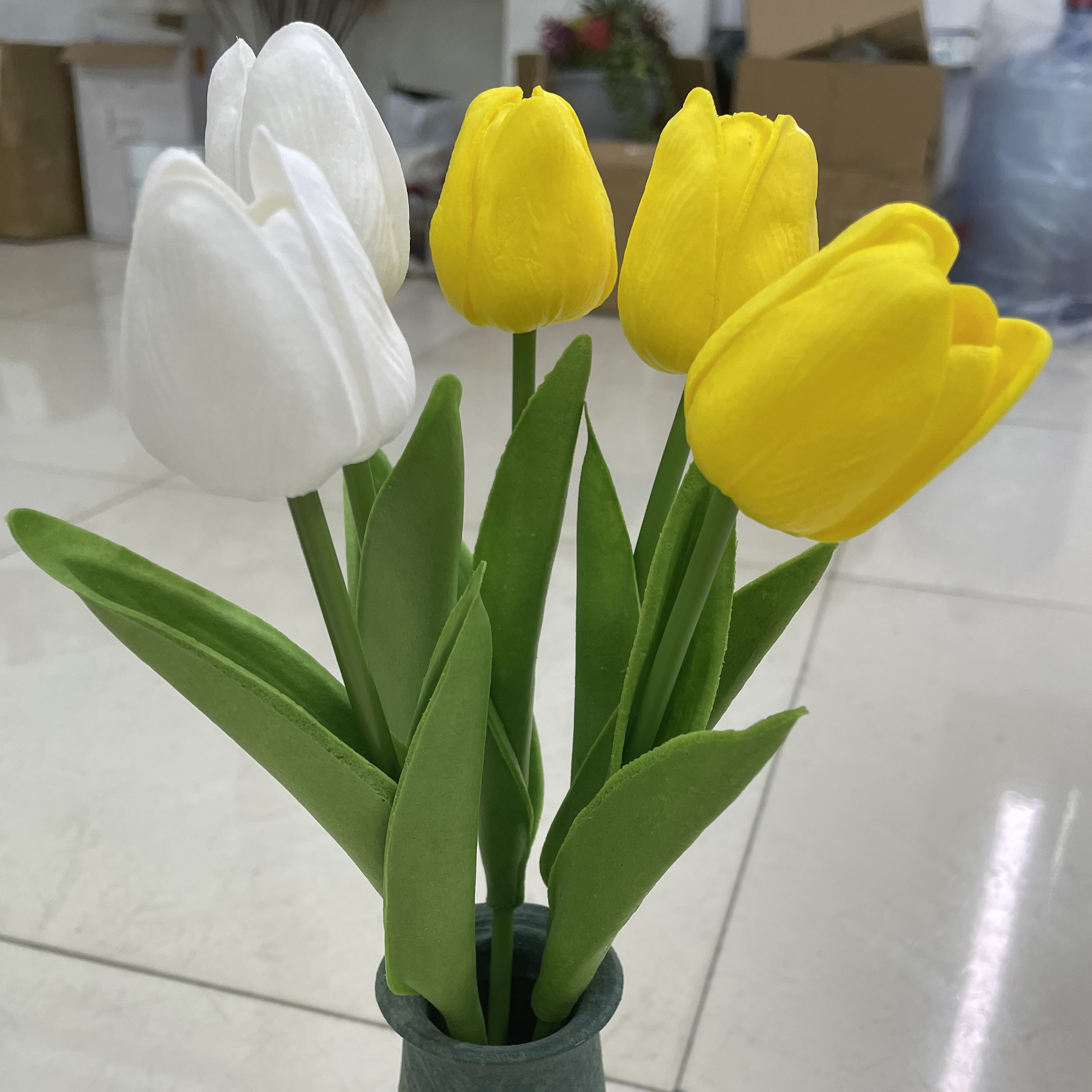 Buart Real Touch Artificial Flowers for Valentine's Day Mother's Day Easter  Home Table Centerpieces Decorations,Black-Coffee Fake Tulip for Wedding