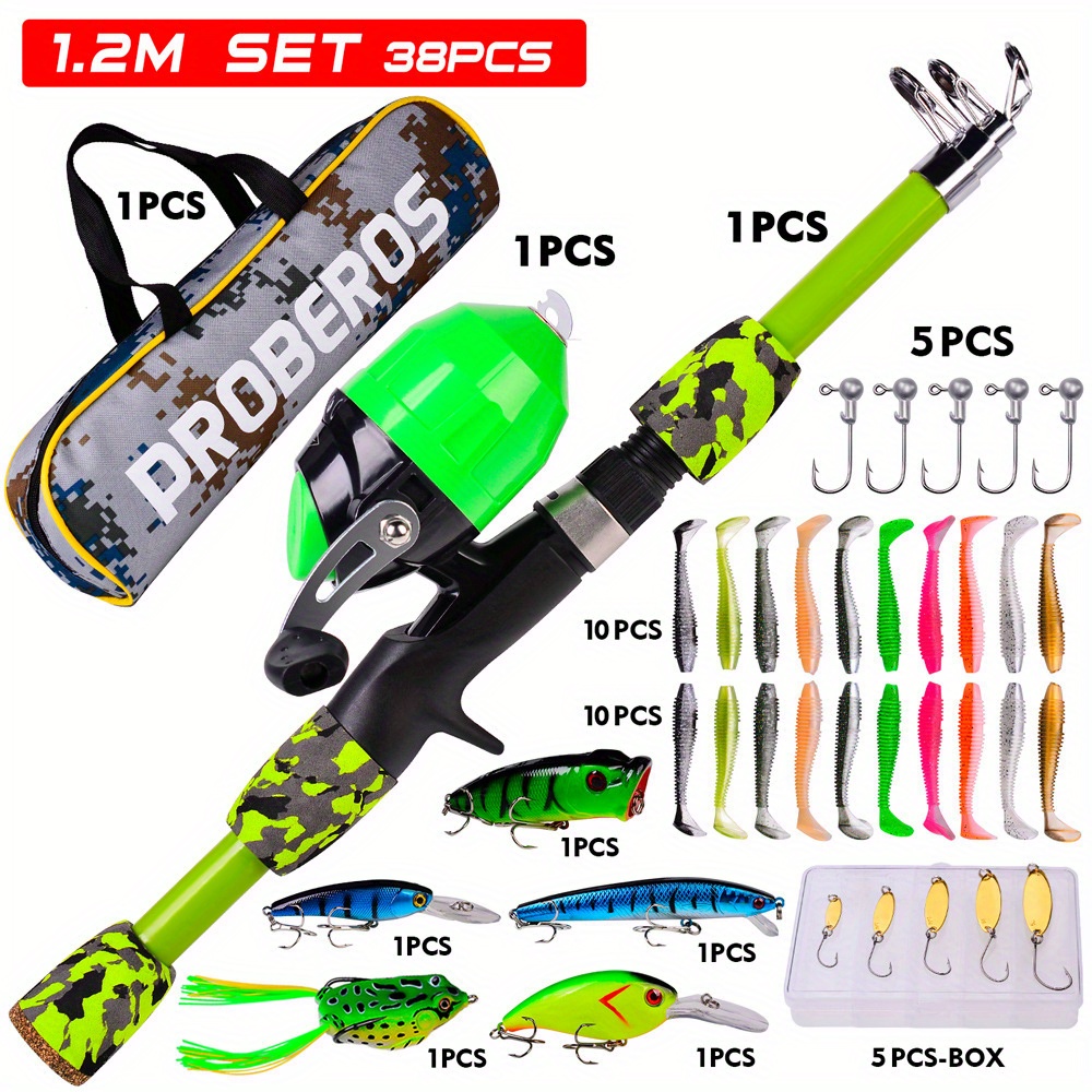 Portable Telescopic Fishing Rod Reel Combo Kit Perfect Kids