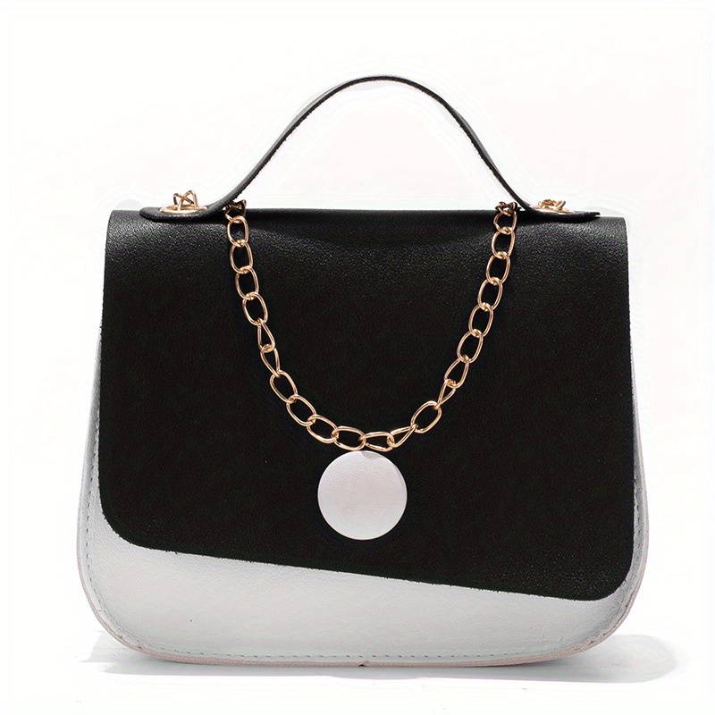 Colorblock Square Flap Bag Chain Handbag