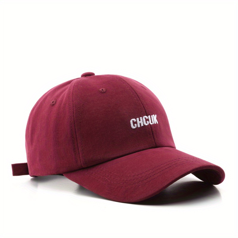 CHCUK Embroidery Cotton Baseball Cap Unisex Solid Block Couple Sun Hat