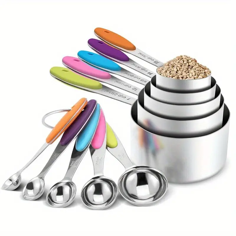 Stackable Stainless Steel Measuring Cups And Spoons Set For Kitchen Dry  Food And Cooking - Accurate Measurements For Baking And Measuring Dry  Ingredients - Temu