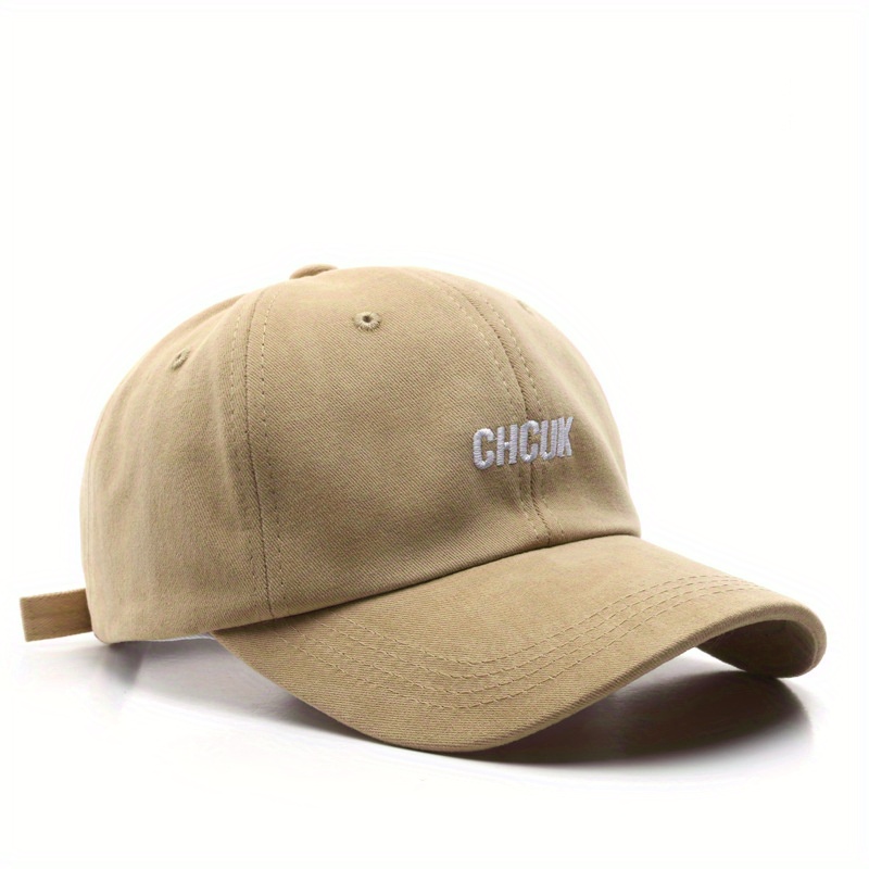 CHCUK Embroidery Cotton Baseball Cap Unisex Solid Block Couple Sun Hat