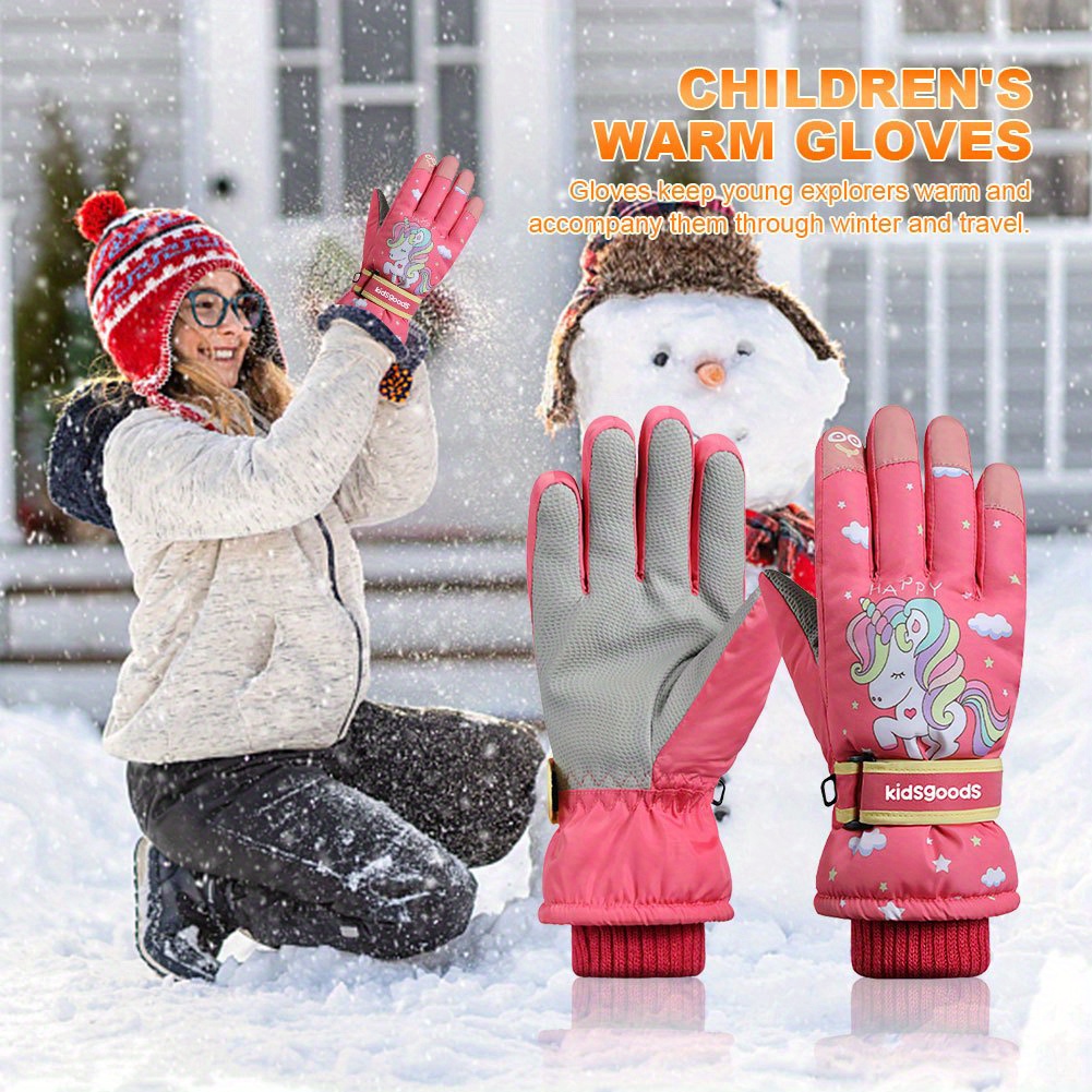 Kids Full Finger Mittens Antiskid Coating Warm Winter Gloves - Temu Germany