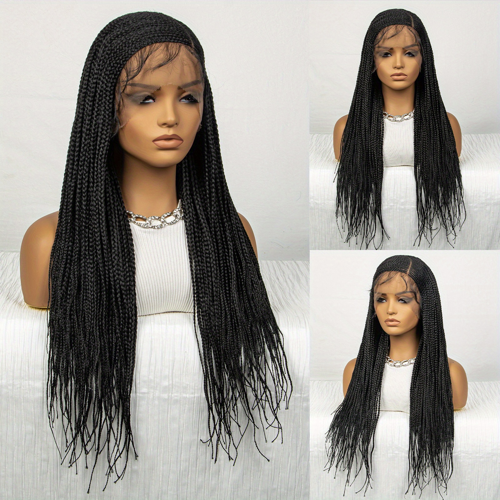 Box Braided Synthetic Wigs Goddess Box Braids Bouncy Wavy - Temu