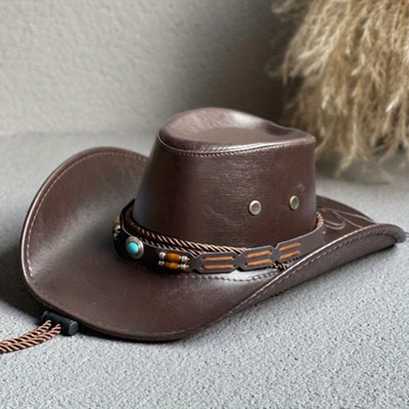 1pc Spring Summer Large Rim Western Cowboy Hat For Men And Women