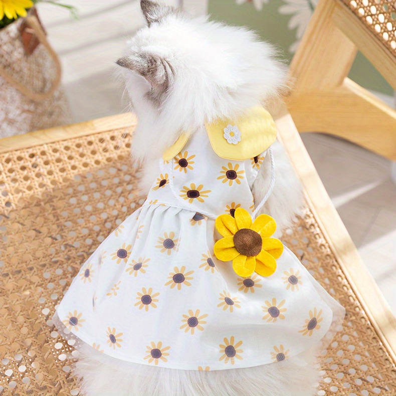 1pc Cute Sunflower Mesh Dress For Dogs And Cats Perfect For Summer Fun