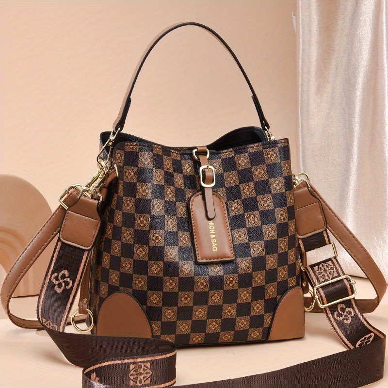 Vintage Plaid Satchel Crossbody Bag, Pu Leather Textured Bag Purse, Classic  Fashion Versatile Shoulder Bag - Temu Germany