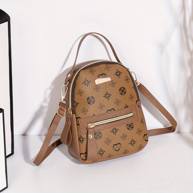 Mini Printed Backpack, Fashion Floral Pattern Backpack For Women