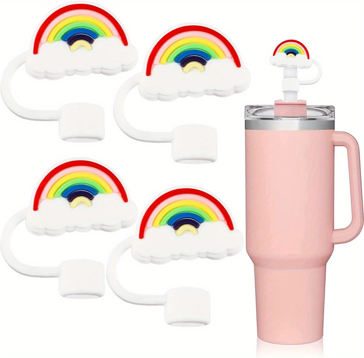 12pcs straw protector cover Reusable Straw Cap Silicone Straw Tip Covers