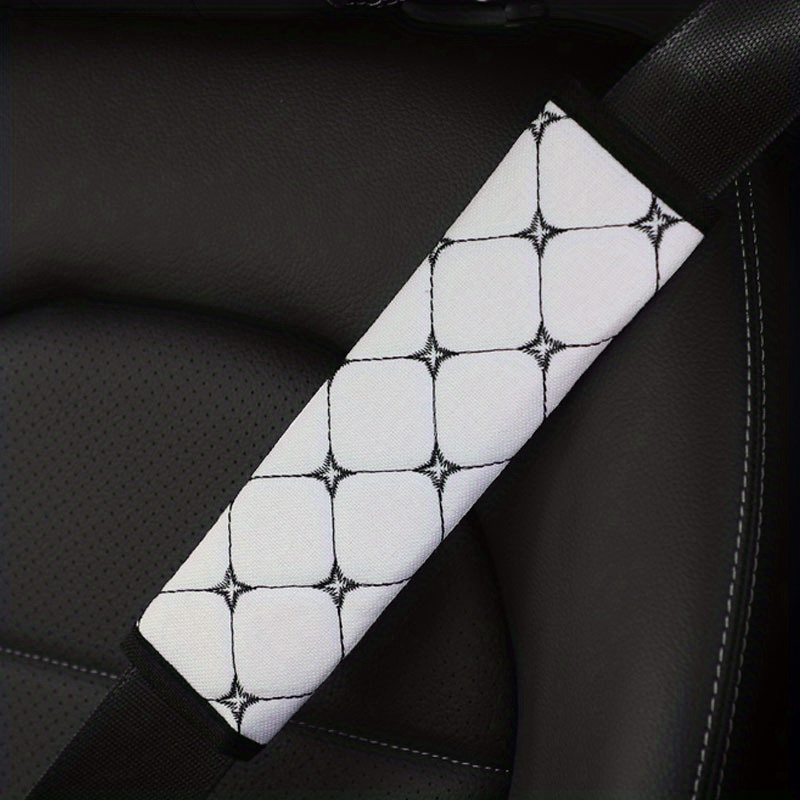 Seat Belt Shoulder Pads for Comfort, Embroidered Logo Leather Car