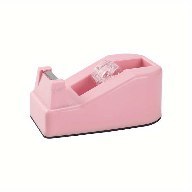 Dispensador de cinta adhesiva para escritorio con base antideslizante  pesada, color rosa (cinta no incluida)