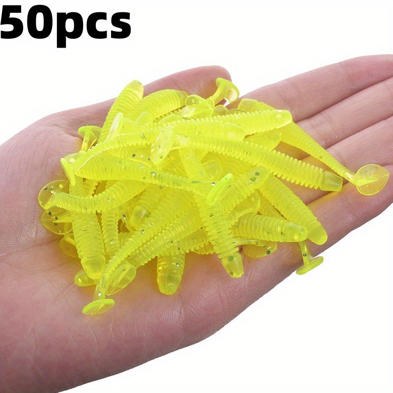 50pcs Gusanos Pesca Señuelos Suaves 4.8cm / 1.88in 0.8g Cebo - Temu Mexico