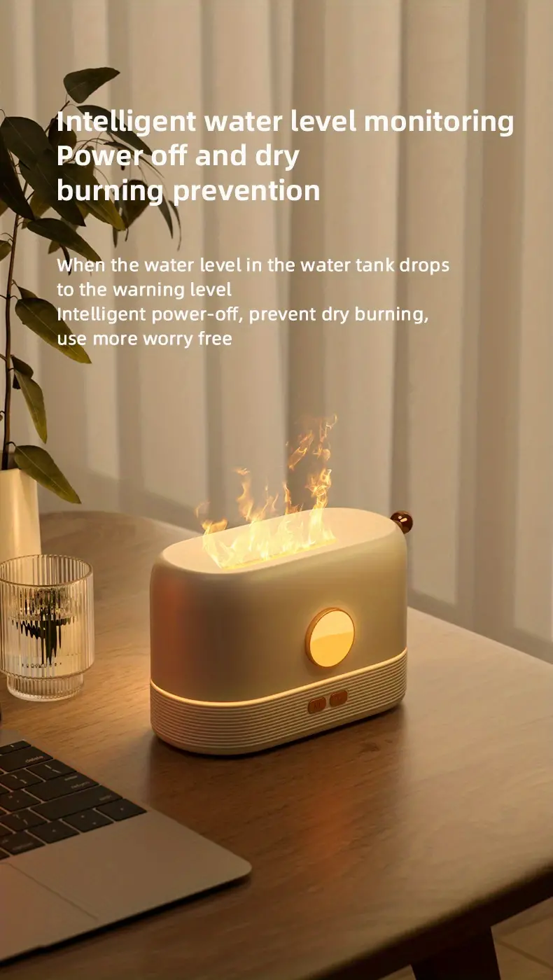 1pc new 200ml portable cool mist usb led change color room h2o air 3d 3 colors fire flame mini humidifier aroma  oil diffuser humidifier details 6