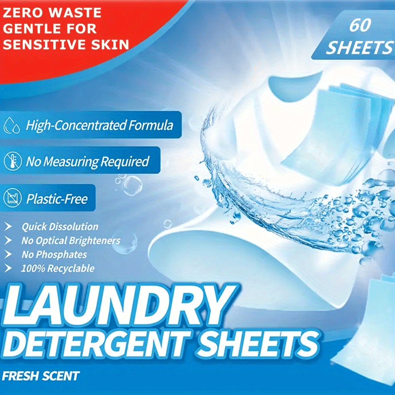 60pcs Laundry Tablets, Liquidless Laundry Detergent Sheets Strong  Decontamination Laundry Detergent Sheets, Clothes Cleaning Detergent  Laundry Bubble