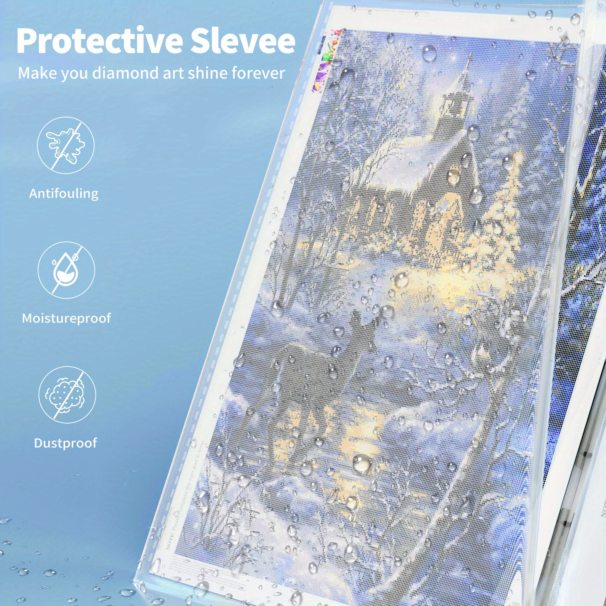 MOTEERLLU A3 30 Pags Diamond Painting Storage Book,Clear Pockets Art Plastic Sleeves Protectors,Large Portfolio Folder,Artwork Report Sheet Letter